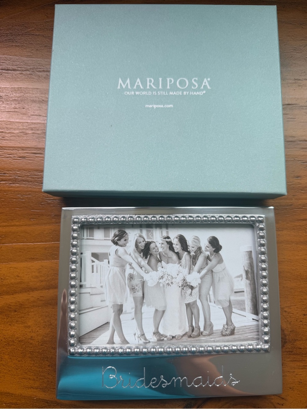 Mariposa Bridesmaids Beaded Engraved Silver Metal Photo Frame 4x6 Landscape